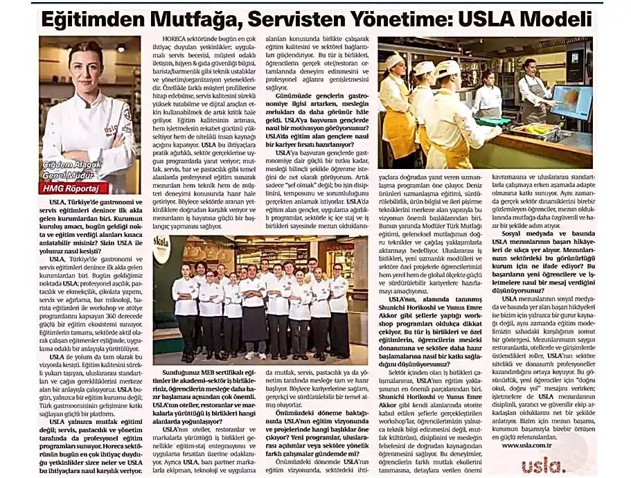 Eğitimden Mutfağa, Servisten Yönetime: USLA Modeli